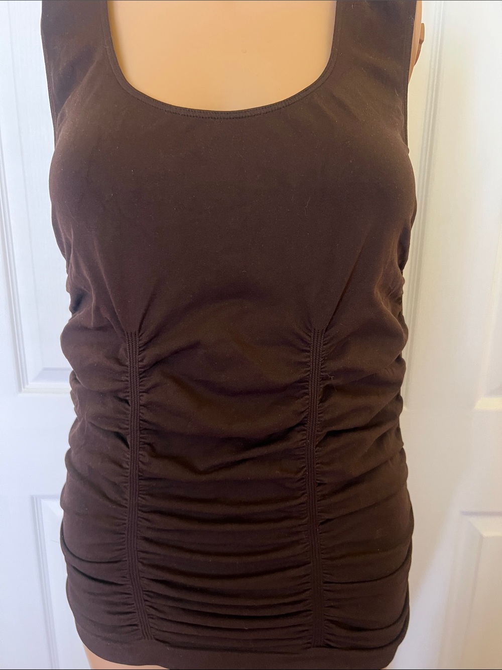 Last Tango Chocolate Brown Ruched Tank Top